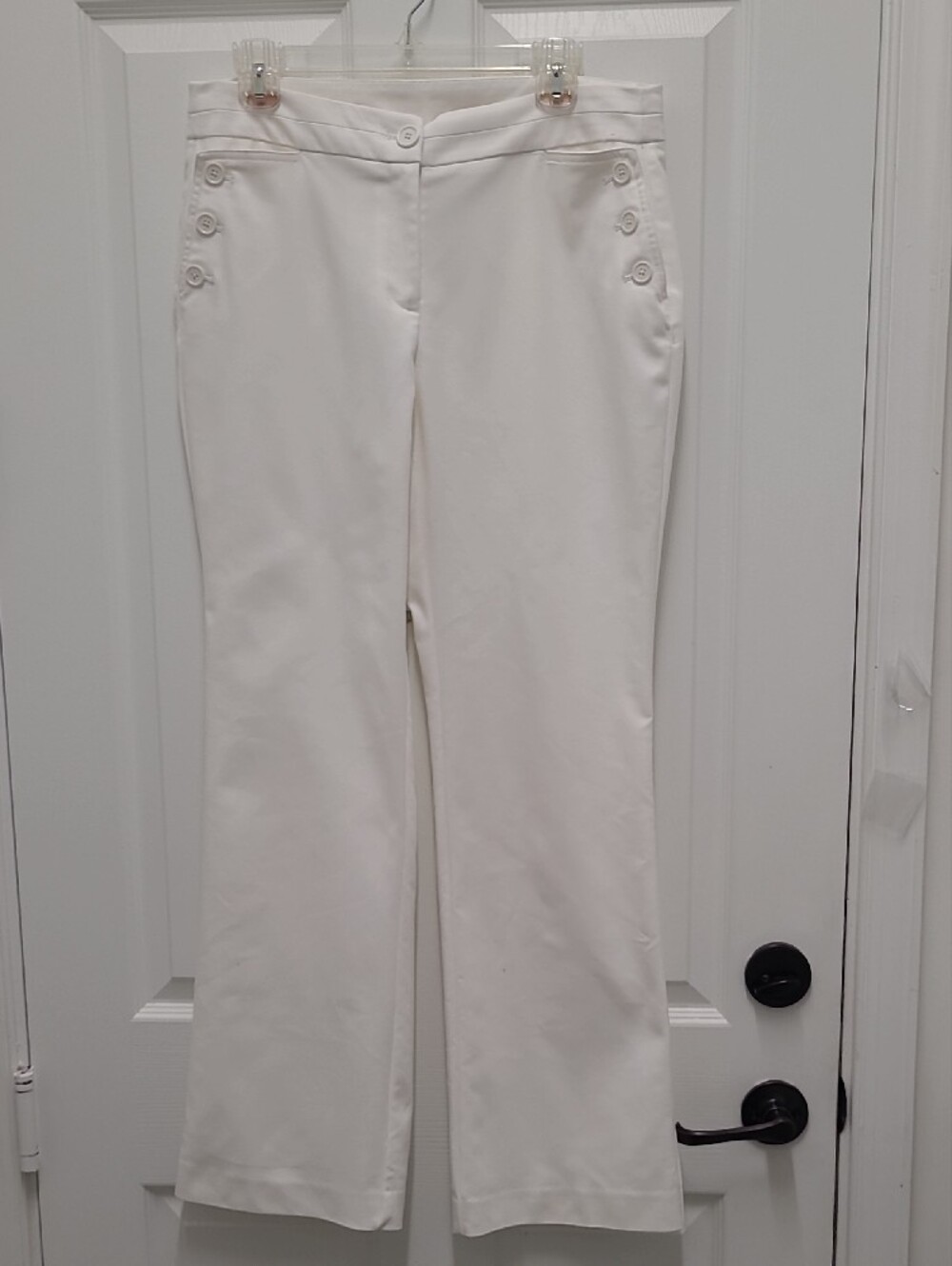 Anne Klein White Boot-Cut Dress Pants with Button Accents - Picture 7 of 7